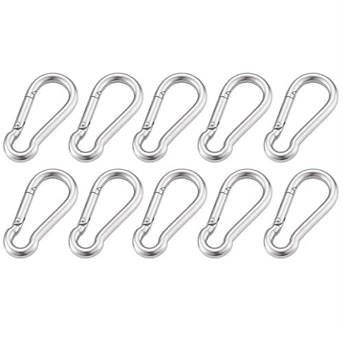 NihaoWXM Mousqueton à vis en Acier Inoxydable 304, équipement d'escalade, maillons Rapides, Mousqueton de sécurité, Anneau de Connexion de chaîne, Boucle de chaîne Mousquetons(M14,10PCS)