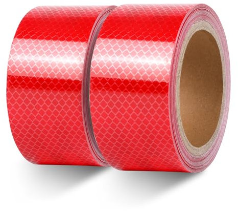 Rouge Bande Reflechissante Autocollante 2 Pack Ruban Adhesif Reflechissant, Ruban de Sécurité Réfléchissant Visibilité Nocturne Imperméables Bande D'avertissement pour Voitures,Camions et Route ﻿