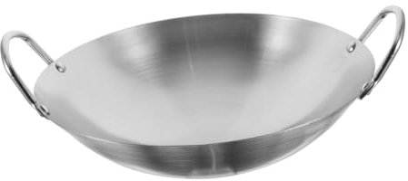 OKUMEYR Edelstahl Wok Bratpfanne Für Zuhause Küche Kochen Topf Langlebiger Kochwok Küchenutensil Wok Für Zuhause Kochen Brattopf Küchenzubehör