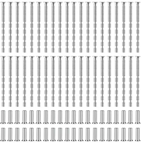 Riisoyu 40 Stück Verbindung Schrauben Hülsen, M4 Hülsenschrauben Verbindungsschrauben mit Verbindungshülsen Längenverstellbare Türgriff Schrauben Abreißschraube Metall Verbindungshülse