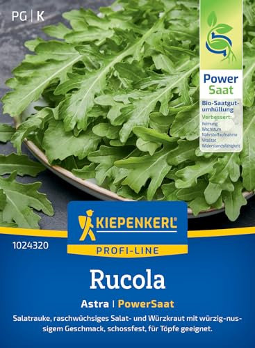 Kiepenkerl Profi-Line Rucolasamen Astra 1024320 - Salatrauke, raschwüchsiges Salat & Würzkraut mit würzig- nussigem Geschmack - Salatsamen, Saatgut, Schnittsalat