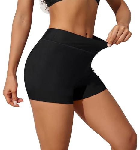 BIOECEUA Gym Shorts for Women, 3 High Waisted Tummy Control Booty Short, Stretch Slim Fit Short for Yoga Workout Dance Biker Black