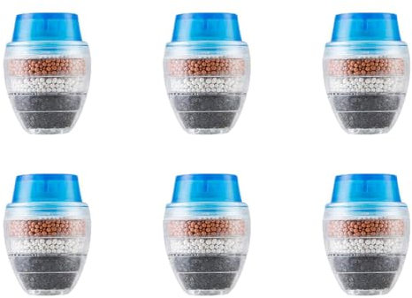 GIWFBQTR 6X Aktiv Kohle Wasserhahn Filter Wasserhahn DüSe Wasser Filter KüChen Armatur 5 Schichten Filter Reiniger für Den Heim Gebrauch (Blau)