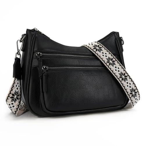 VIMUTI, Borsa a tracolla da donna in pelle, alla moda, con molte tasche, borsa da viaggio leggera, 29 cm x 9.5 cm x 21.5 cm