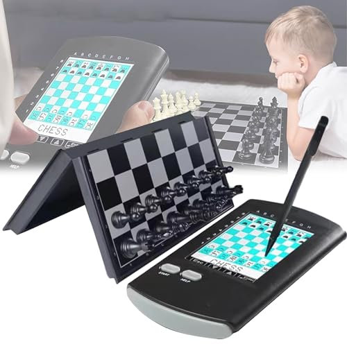 Jeu d'échecs électronique portable avec ordinateur tactile, planche pliable et pièces magnétiques pour un seul joueur, idéal pour les débutants et les amateurs