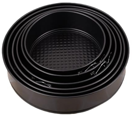 DECORNIJIA 6 Pièces Lot de Moules à Gâteau Ronds Noirs avec Charnière Fond Alvéolé Amovible Antiadhésif Acier Plateau Pâtisserie pour Anniversaire Mariage et Usage Domestique