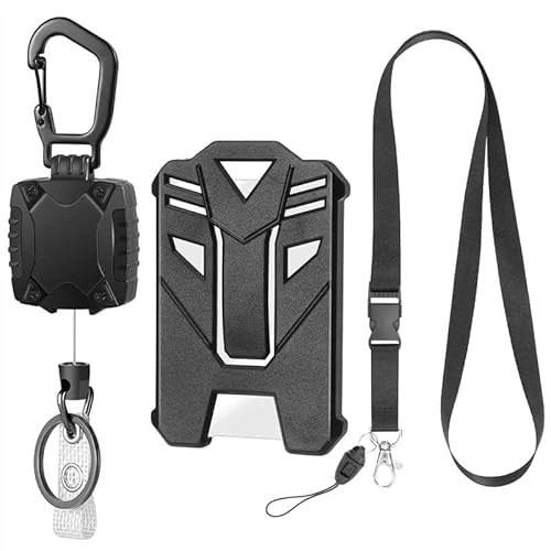 Heavy Duty Retractable Keychain with 28.3 Steel Cord, 1 PCS ID Badge Holder and 1 PCS Detachable Lanyard Strap for Name Card