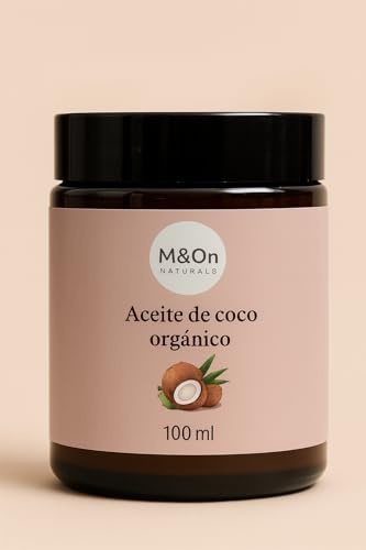 M&On Naturals Aceite de Coco Orgánico, 100 ml, tarro de cristal, Natural y Desodorizado, para Hidratación Profunda de Piel y Cabello