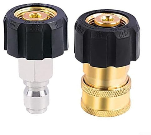 Yuanpgky Juego de adaptadores de lavadora a presión M22 de 14 mm a 3/8 pulgadas, kit de acoplador de latón de conexión rápida con giratorio para equipos de alta presión de hasta 4500 PSI