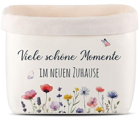Xuniea Corbeille à Pain Cadeau pour Déménager Cadeau de Pendaison de Crémaillère Sac à Pain en Tissu(Fleurs,Viele schöne Momente IM NEUEN ZUHAUSE)