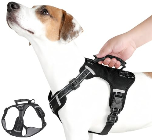 Sele för hundar – hundsele med handtag | anti-drag-hundsele med främre klämma | bombersäker passform och maximal säkerhet | anti-drag liten | medelstora och – hundsele