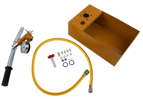 WIIYENA Bomba de prueba hidráulica manual con manómetro, bomba manual de 25 bar (5 MPa) para calefacción, detección de fugas solares y de tuberías de agua, construcción de aluminio amarillo