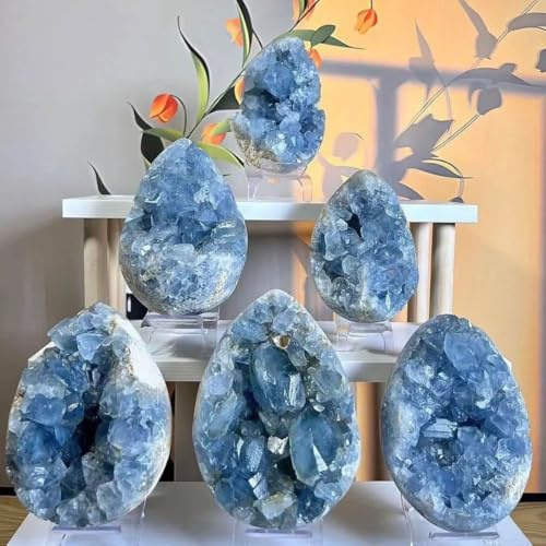 IDUTQUMW 1 Pieza 500-600 g de Cristal celestita en Bruto, drusa, corazón, racimo geoda Azul Cielo