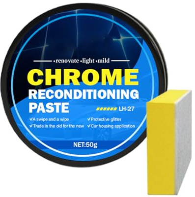Limpiador de cromo – Crema protectora de restauración de cromo para eliminar el óxido de metal, abrillantador a prueba de pintura, tratamiento de cromo general con aplicación