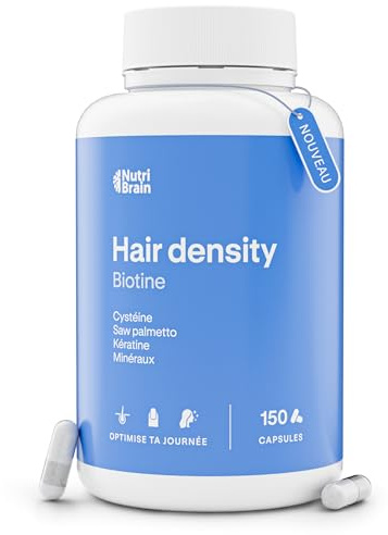 Hair Density Anti-chute Cheveux | Biotine, Saw Palmetto, Kératine, Zinc | 150 gélules | 5 mois | Avec Cystéine, Sélénium et Cuivre | Croissance des cheveux, Freine la chute des cheveux Femme et Homme