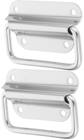 HEATSHAKING 2 Manijas Abatibles de Acero Inoxidable para Cajas, Plata | Tiradores de Armario, Orificio 4,5mm, Uso Versátil en Cajones y Embalaje