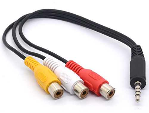 OpenII 3.5 to RCA Audio Splitter Cable, 3.5mm Mini 1/8 TRS Stereo Male to 3 RCA Female Jack Adapter Cord - 25cm