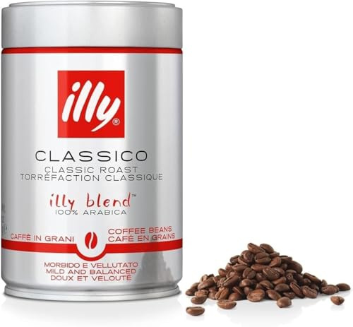 illy, CLASSICO Kaffeebohnen zum Mahlen, 100% Arabica mit Noten von Orangenblüte und Jasmin, mildem Geschmack und süßem Nachgeschmack, 6 Packungen (6 x 250 g)