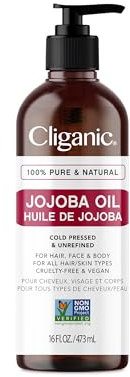 Cliganic Jojobaöl 100% Rein, 480ml | 100% kaltgepresst | Unraffiniertes hexanfreies Öl für Haare und Gesicht