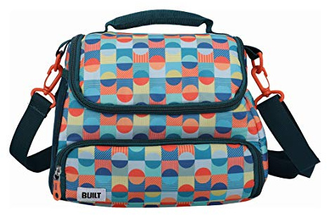 BUILT Insulated Lunch Bag with 'The Retro' Design, Polyester, Teal, 18.5 x 27 x 21 cm