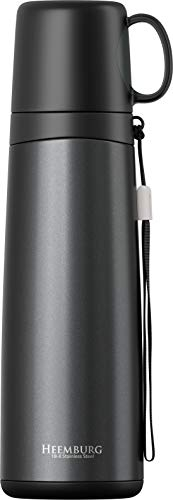 Heemburg Thermos acciaio inossidabile da 500 ml, pallone da vuoto a doppia parete, a prova di perdite, incl. Bicchiere