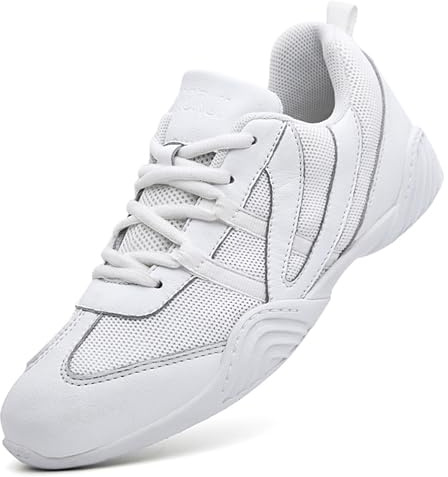 DADAWEN Cheer Shoes for Girls Cheerleading Dance Shoes Athletic Sport Training Shoes New White 5.5 UK