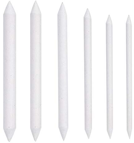 Mikihat 6 Stück Papierwischer Set, Blending Stump und Tortillion Art Papier Mischstümpfe Und Tortillions Set Mixer Student Skizze Zeichenwerkzeuge, Kohlezeichnung Doppelkopf Pen(Weiße)
