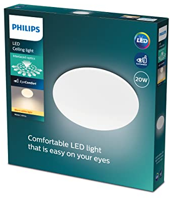 Philips LED Moire Ceiling Light 4000K 17W [Cool White - White]. for Indoor Lighting, Livingroom and Bedroom.