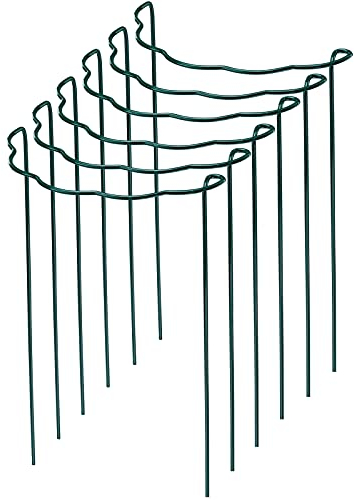 MCDSAJ 6 Stück halbrunde Metall Garten Pflanzenstützen Ring Grenzenstütze, 13,7 H x 7,8 W Metall Pflanzenstützen für Tomaten, Rosen, Hortensien, Blumen Reben
