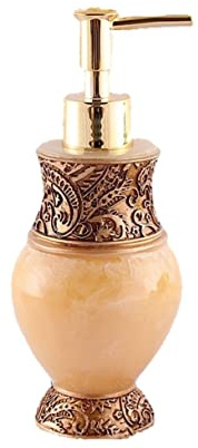 LCDIUDIU Seifenspender, Braunnachfüllbarer Seifenspender Spülmittel Spender für Küche, Dekorative Exotisches Relieftotempumpflasche Flüssigseifenspender für Küche,Gold Brown
