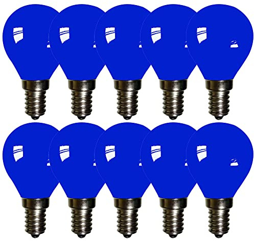 NCC-Licht 10x LED Lampe P45 Tropfen 2W E14 13lm Blau für Innen & Außen | Farbige LED Leuchtmittel, ersetzt 10W Glühlampe mit E14 Schraubsockel, für Biergarten Party und dekorative Beleuchtung