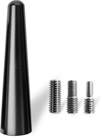 Auto Antenne, 65 mm Länge, für störfreien AM, FM 87,5-108 MHz, DAB, DAB+ Empfang, in Schwarz, Anschrauben mit Universaladapter M4 M5 M6, Kurzstabantenne, Kfz Dachantenne mit Antennenfuß Innengewinde