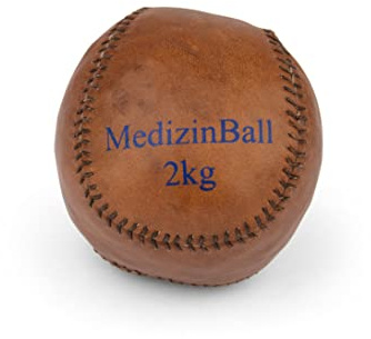 trenas Medizinball 2kg aus Leder | Kompakt | Lederball | Original Medizin Ball | Medizinball Leder | Medizinbälle