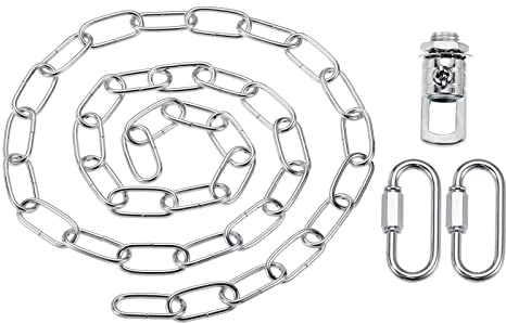 YOKIVE 1 Set Catena per Lampada a Sospensione, Maglia Spessa da 4mm con cerchi di Connessione, Ideale per Luci a Soffitto, Lampade (Argento, 56 Pollici)