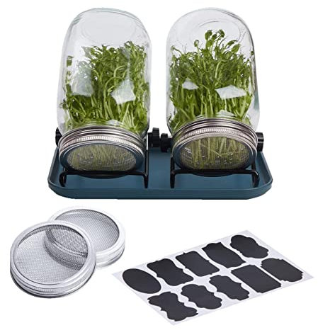 Sprouting Kit | Stainless Steel Mason Jar Sprouting Jar Lids For Mung Bean | Stainless Steel Sprouting Jar Lids With Sprouting Stands For Wide Mouth Mason Jar Canning Jar Lids For Growing Bean Fanelod