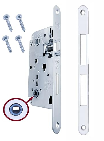 Serratura AGB Porta Interna a Incasso per Bagno WC serie CENTRO (FRONTE 18x196, SCROCCO E CATENACCIO, CROMATO OPACO)