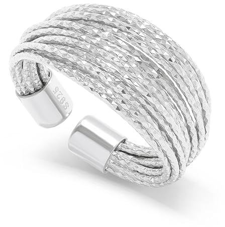 Meissa Bague argent femme Bagues de pouce en or Bague d'affirmation croisée Bagues à la mode empilable Bague pour index réglable bijoux fantaisie - Argent