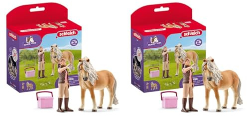 SCHLEICH 41431 Pferdepflegerin mit Island Pony Stute, ab 5 Jahren, Horse Club - Spielset, 3 Teile, exklusiv bei Amazon (Packung mit 2)