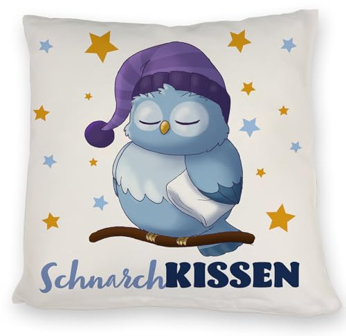 speecheese Schlafende Eule Kissen mit Spruch SchnarchKissen Gemütliches Nacht-Nickerchen Süßer Uhu Nachtkauz Ideal zum Schlafen Waldkauz-KuschelKissen