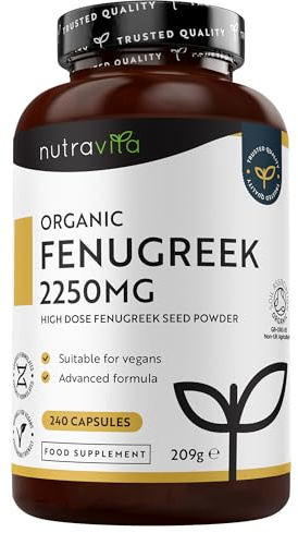 Nutravita Bockshornklee (Fenugreek) 750 mg | Bis zu 2250 mg täglich – 100% reines Pulver – Organisches Nahrungsergänzungsmittel – Hergestellt in Großbritannien
