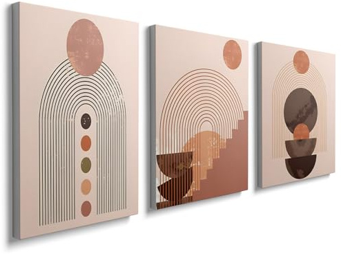 prinfantasy Boho Wall Art Poster Frames - 3Pcs Canvas Aesthetic Prints Abstract for Living Room Hallway YH1005