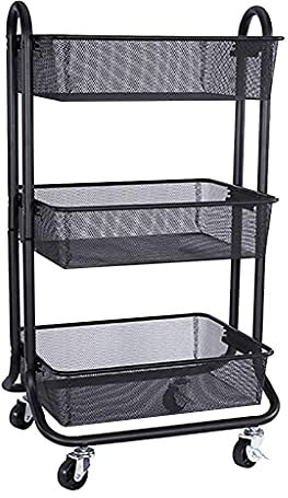 Rangement Chariot Chariot de rangement de cuisine en métal avec roulettes, étagère de rangement mobile, 3 unités, chariot à vin, chariot à thé, convient pour cuisine, salle à manger, salle de bain, bu