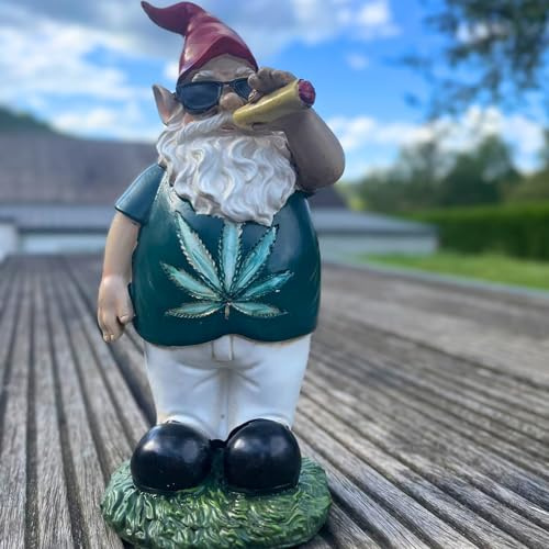 synxzen Lustiger Gartenzwerg Hanf-Heinz Witzige Gartendekoration aus Polyresin, 25 cm