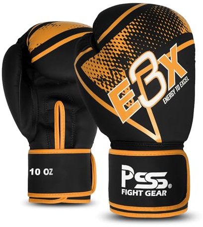 PSS Boxningshandskar för barn/ungdomsträning sparring, kickboxning, Muay Thai, MMA, tung boxningssäck vantar fokuskuddar träning hållbart PU-läder, skum stoppning 4 6 8 284 g (gyllene, 236 ml)