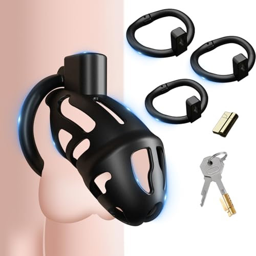 BDSMYOU CB-5.0 Peniskäfig Set,Deluxe Keuschheitskäfig Herren,mit 3 Cockring Penisring(45-50-55mm),Chastity Cage Male,Sex Spielzeug für die Männer,Keuschheitsgürtel für Herren,BDSMs Spielzeug Hart