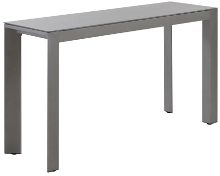 Dehner Gartentisch Chicago, schmaler Balkontisch, bis zu 6 Sitzplätze, 133.5 x 75 x 42 cm, Aluminium/Stein, grau