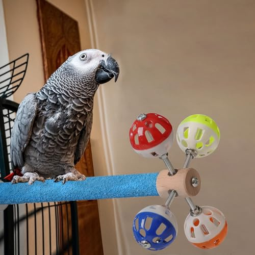 WANHUHOU Luxuriöse Papageien-Übungsstange mit drehbarem Kauspielzeug, Vogelkäfig-Zubehör, Langeweile linderndes Mundschleifen & Krallenkratzbaum, für Sittiche und andere Vögel (blau)