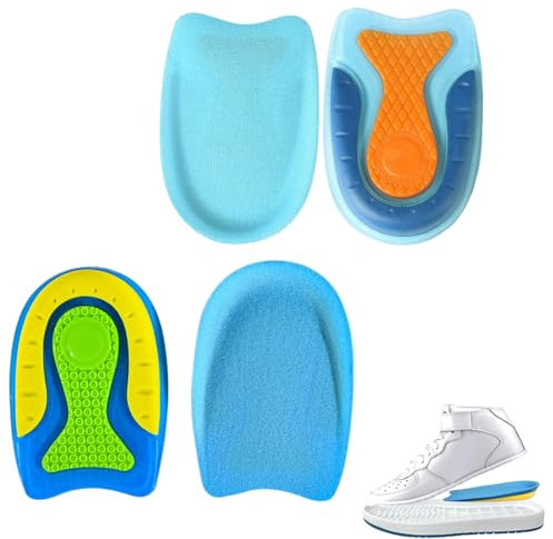 KEQAR 2 pares de gel y silicona para aliviar la fascitis plantar, espolón calcáneo y dolor de talón - Pack unisex para hombre y mujer, ideal como plantilla y taloneras para zapatos (Talla L, 40-46)