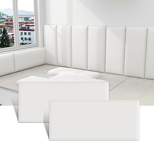 3D Kids Anti-Kollisions-Wandpolsterung, abziehen und aufkleben, Kopfteil für Schlafzimmer, Spielzimmer und Dojo, weich gepolsterte Wandkissen, Weiß, 20 x 40 cm