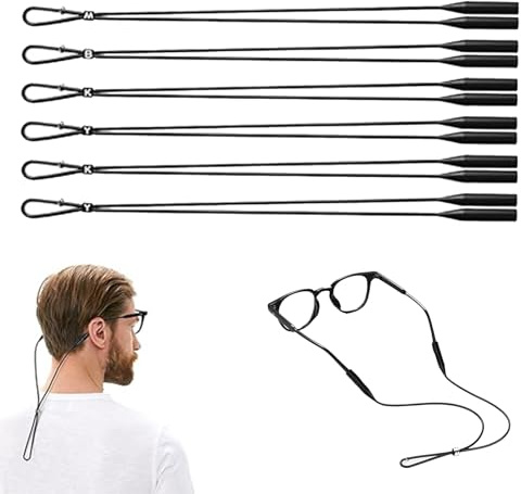 Sikweny Sportbrillenband 6 Stück Brillenbänder Brillenkette Schwarz Sport Brillenkordel Rutschfest Brillenschnur Eyewear Cords Strap mit guter Schweißabsorption Verstellbarer für Männer Frauen